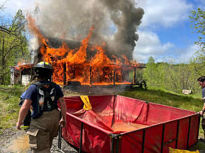 Firefighters training in Live burn event