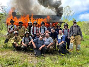 Firefighters training in Live burn event