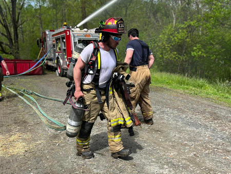 Firefighters training in Live burn event