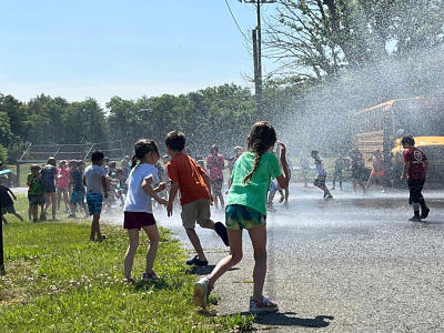 Firefighters visiting Sandy Ridge Elementary School