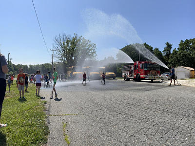 Firefighters visiting Sandy Ridge Elementary School