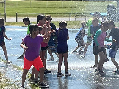 Firefighters visiting Sandy Ridge Elementary School