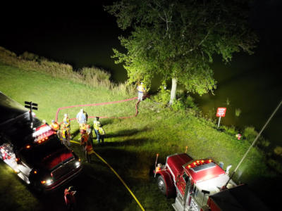 Firefighters Drafting water