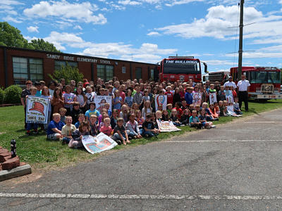 Firefighters visiting Sandy Ridge Elementary