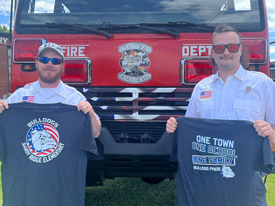 Firefighters visiting Sandy Ridge Elementary